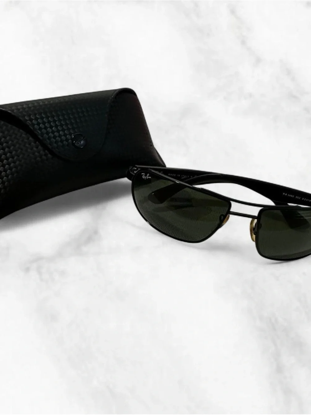 Ray-Ban Black Frame Sunglasses with Classic Green Lenses
